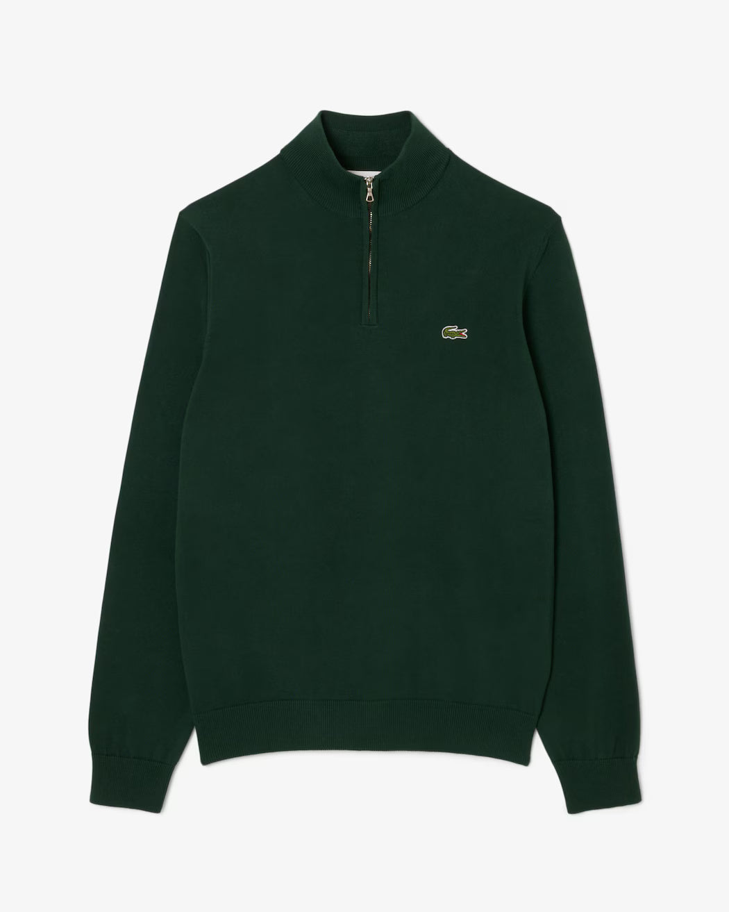 Pull zippé coton uni col montant