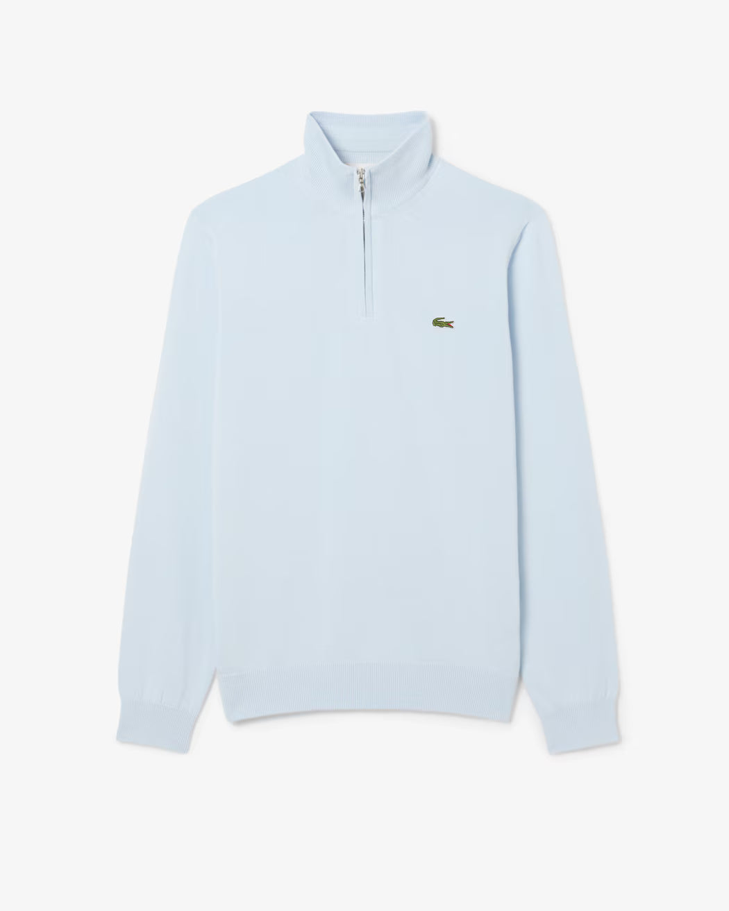 Pull zippé coton uni col montant